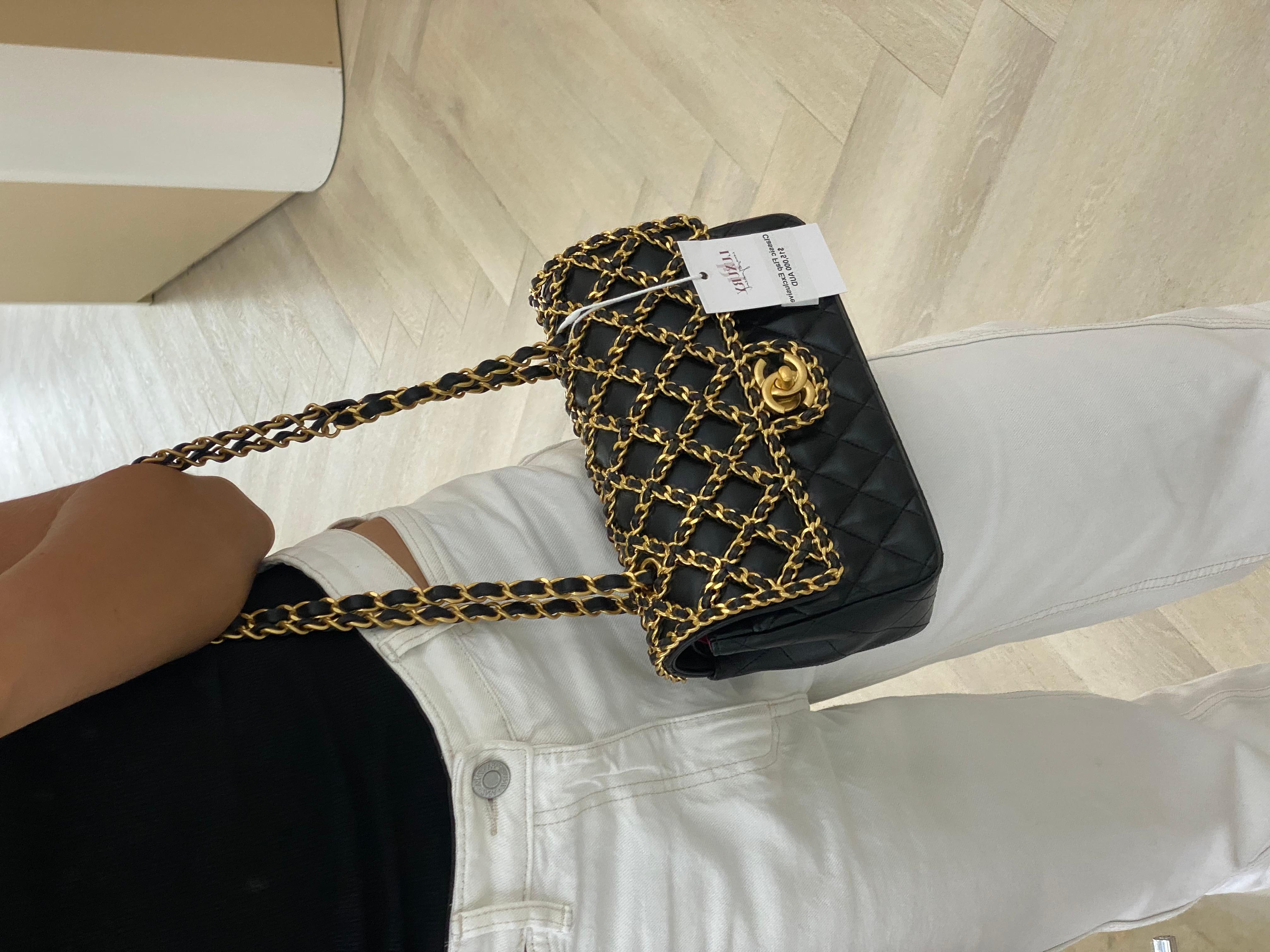 Chanel Woven Chain Classic Flap Exclusive Black GHW For Sale 9