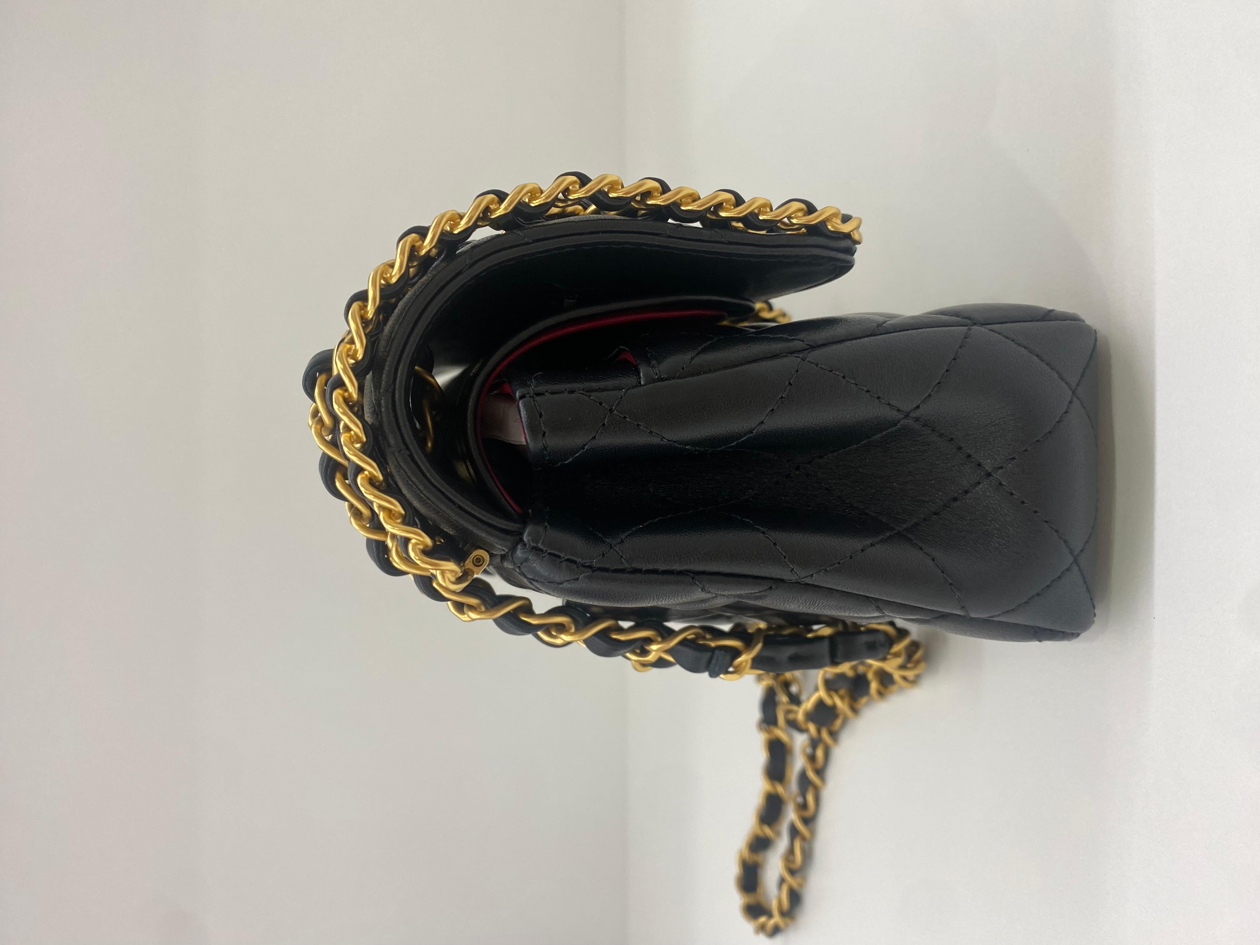 Chanel Woven Chain Classic Flap Exclusive Black GHW For Sale 2