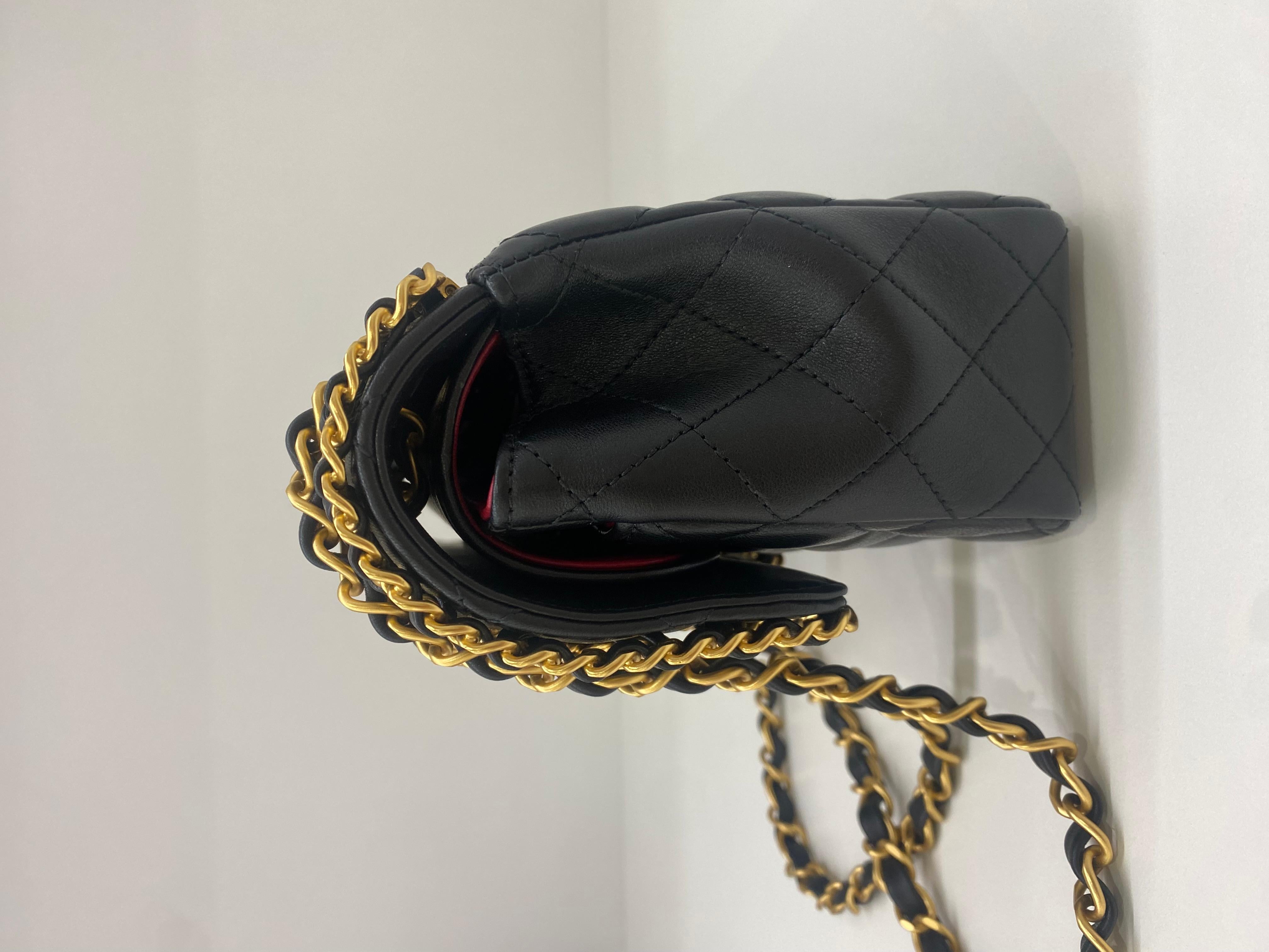 Chanel Woven Chain Classic Flap Exclusive Black GHW For Sale 5