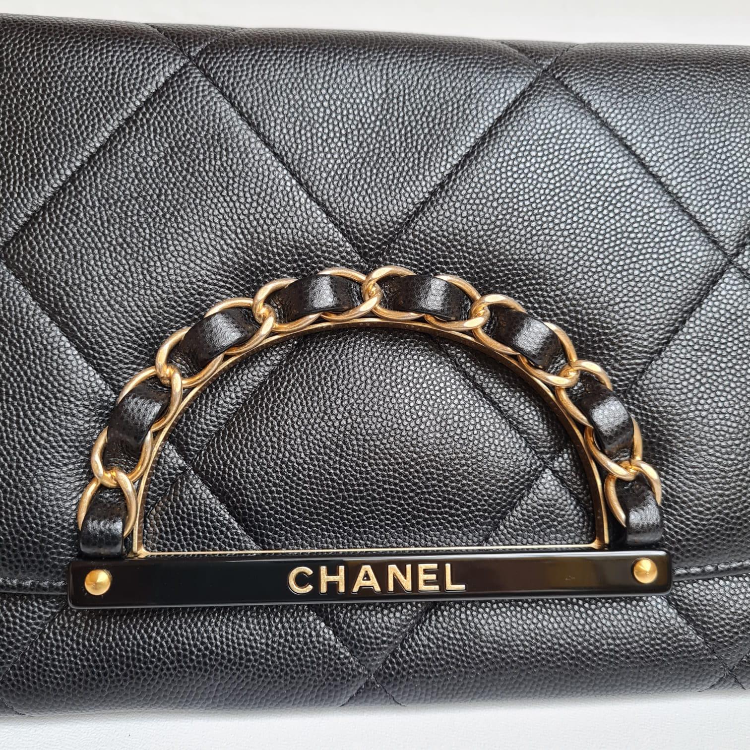 Chanel Woven Chain Handle Caviar Clutch 1