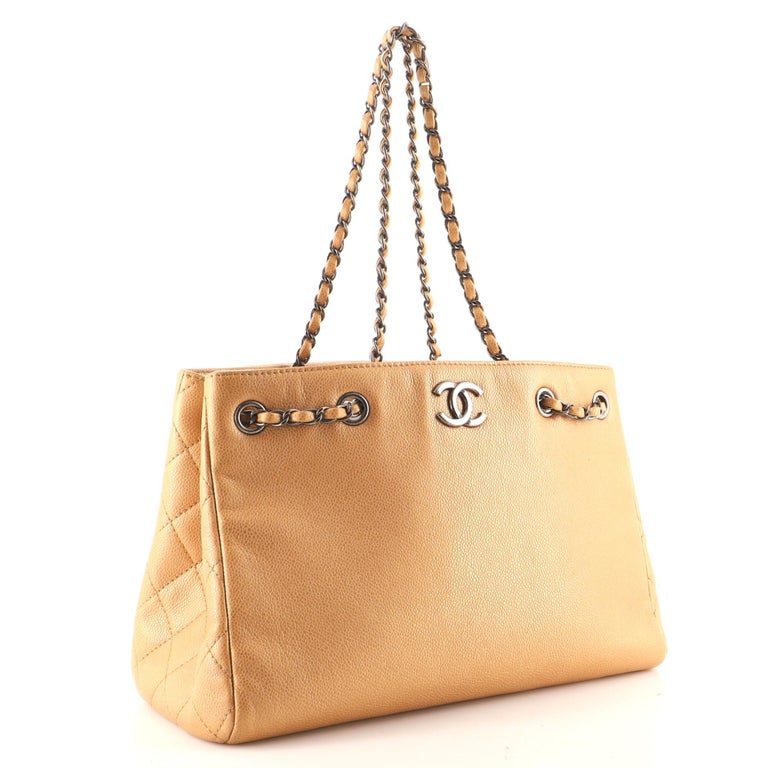 Chanel Woven Chain Shopping Tote Caviar Medium at 1stDibs