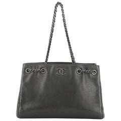 Chanel Woven Chain Shopping Tote Caviar Medium