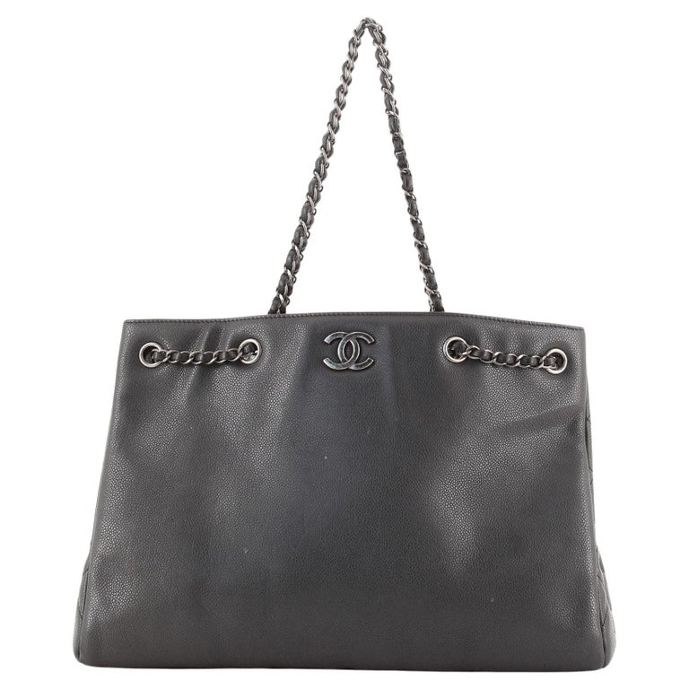 Chanel Woven Chain Shopping Tote Caviar Medium at 1stDibs