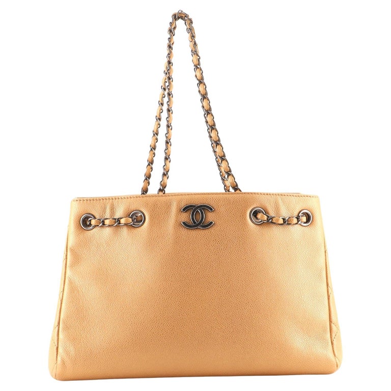 Chanel Woven Chain Shopping Tote Caviar Medium at 1stDibs