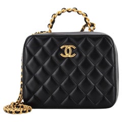 Chanel Woven Chain Top Handle Vanity Case Quilted Lambskin Medium