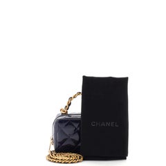 Chanel Woven Chain Top Handle Vanity Case Quilted Patent Mini