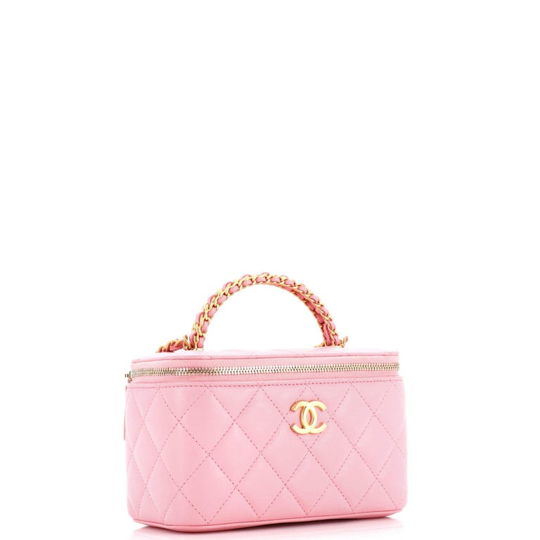 Chanel Woven Chain Top Handle Vanity Case with Chain Quilted