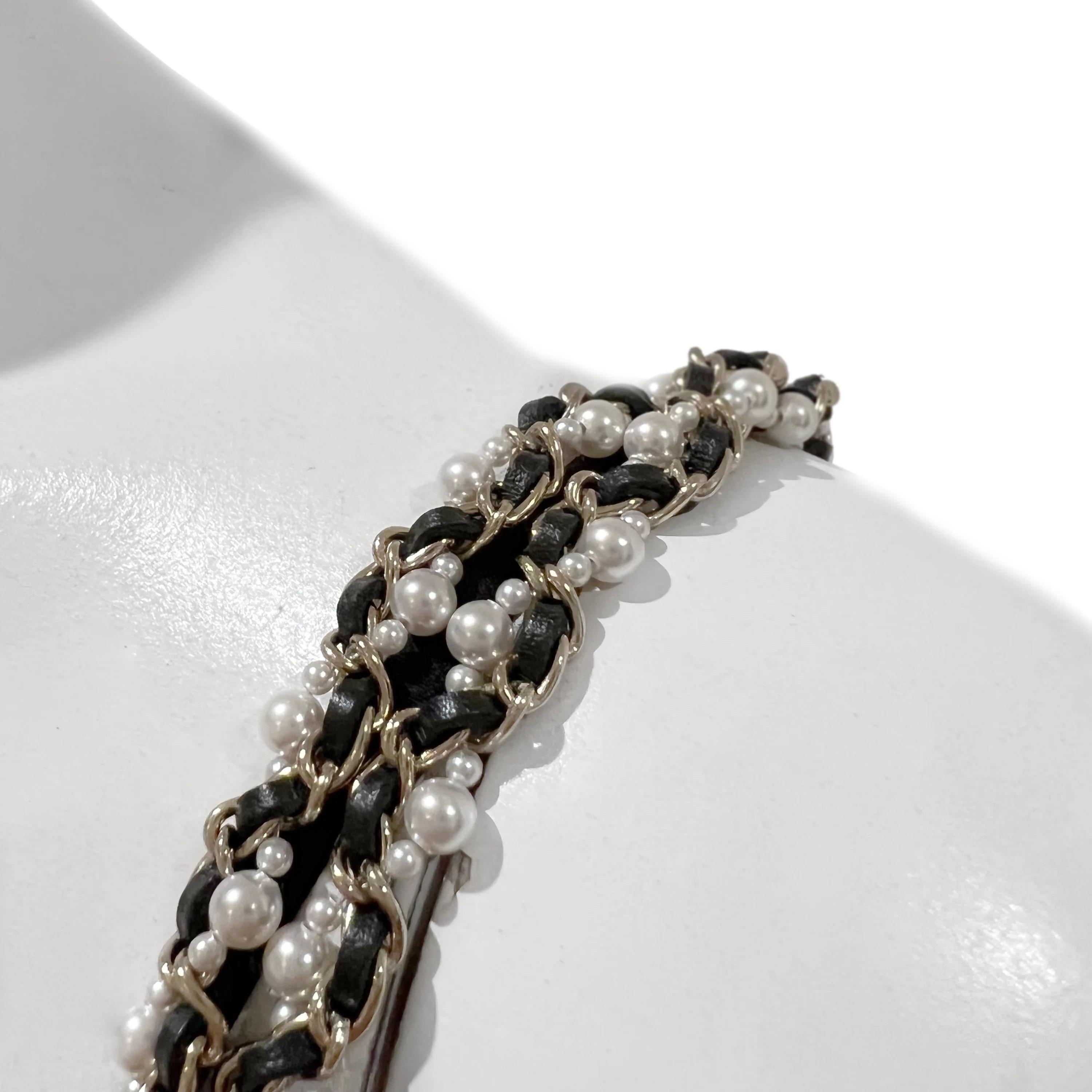 Chanel Woven Leather Faux Pearl Strap Scoop Neck Jumpsuit Spring2019 In Good Condition In Woodland Hills, CA