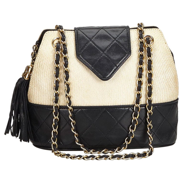 Chanel Woven Raffia Chain Shoulder Bag at 1stDibs