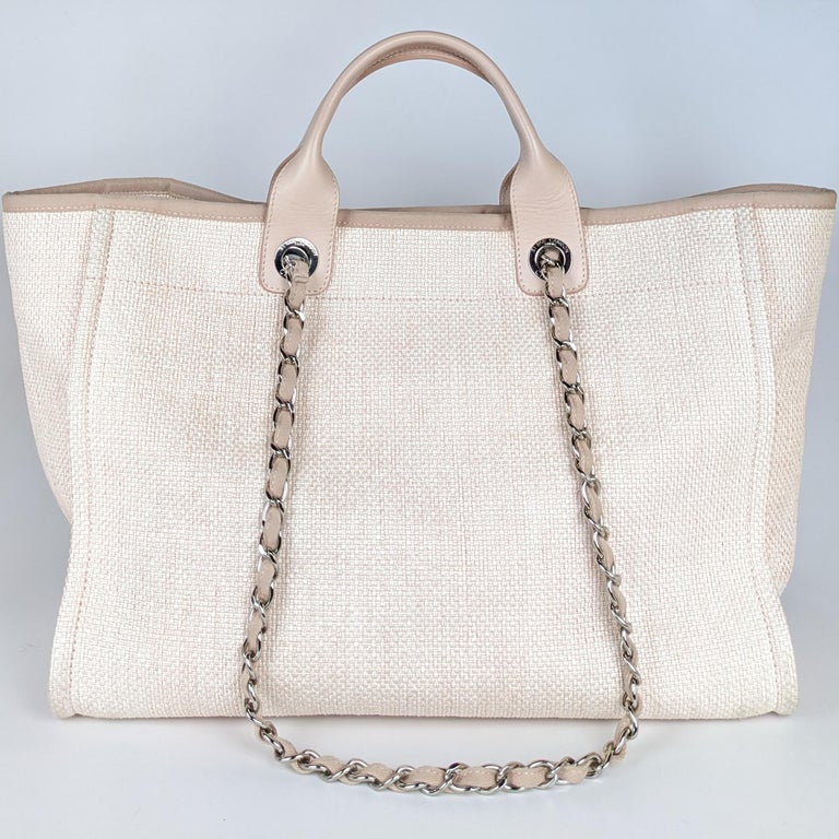 Chanel Woven Raffia Pink Medium Deauville Tote Bag at 1stDibs