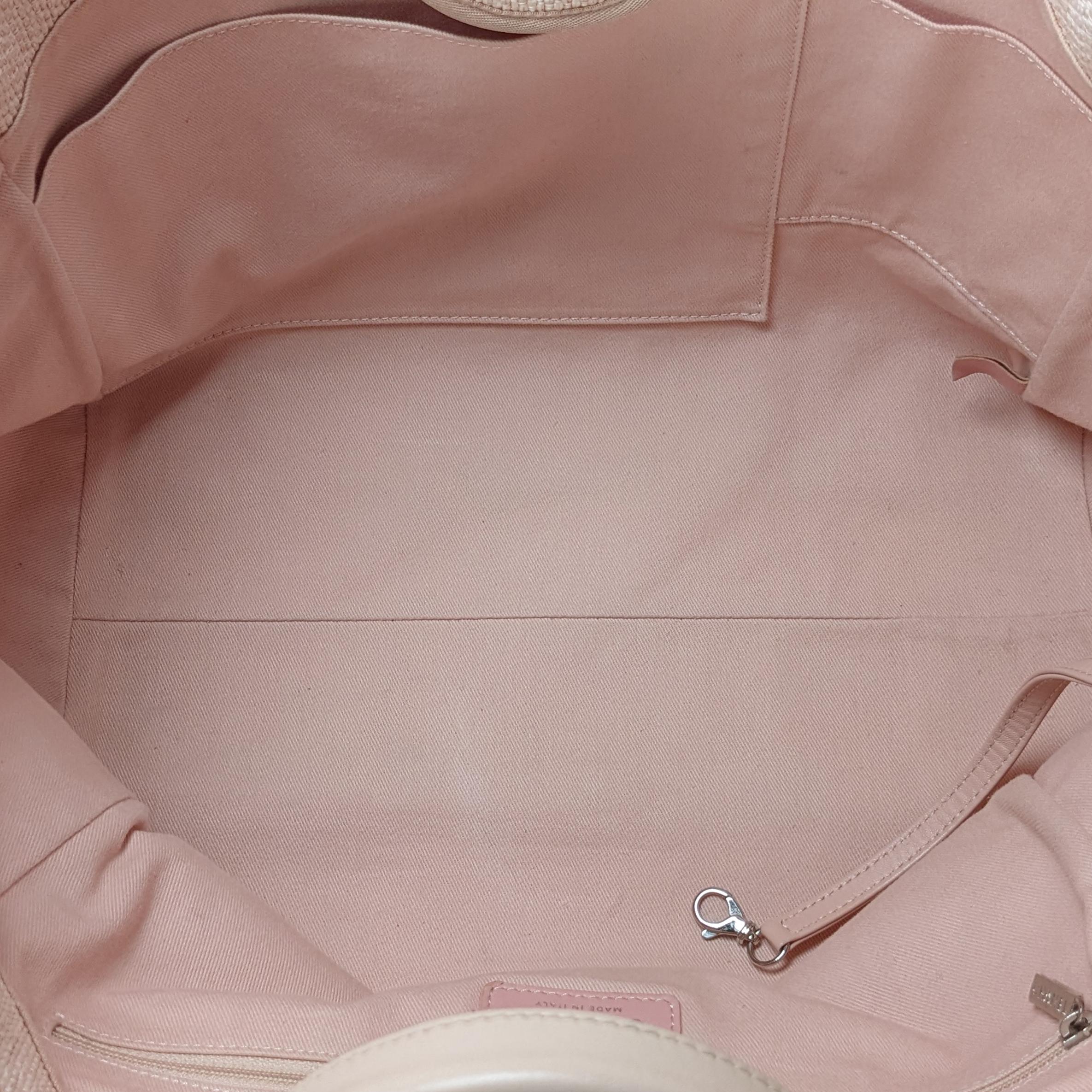 Sac cabas Deauville en raphia rose tissé de taille moyenne Chanel 5