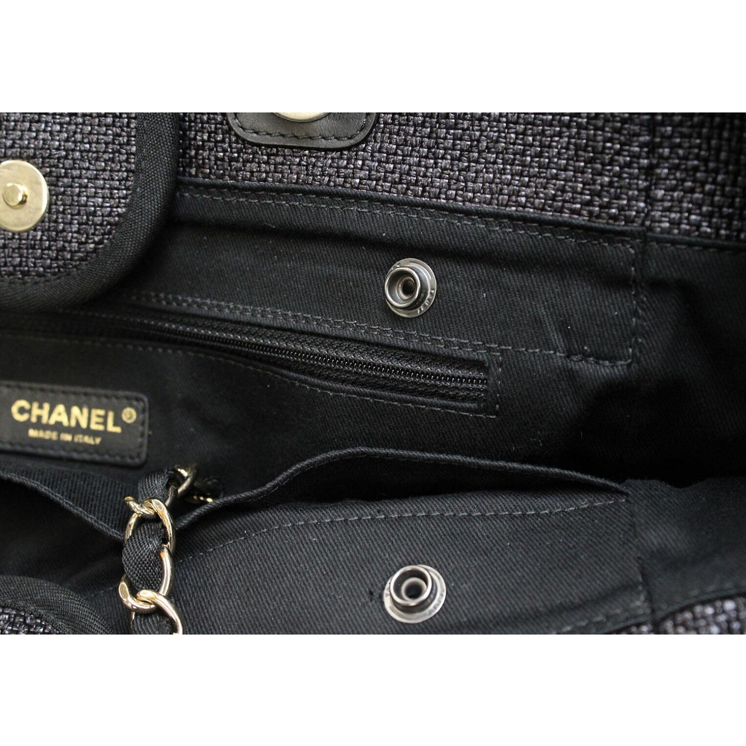 Chanel Woven Straw Raffia Medium Deauville Tote Black 5