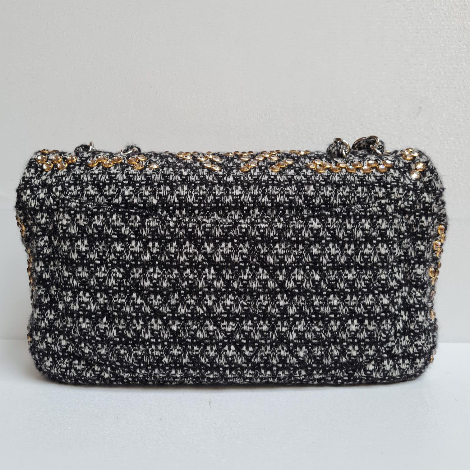 Chanel Woven Tweed Swarovski Flap Bag 5