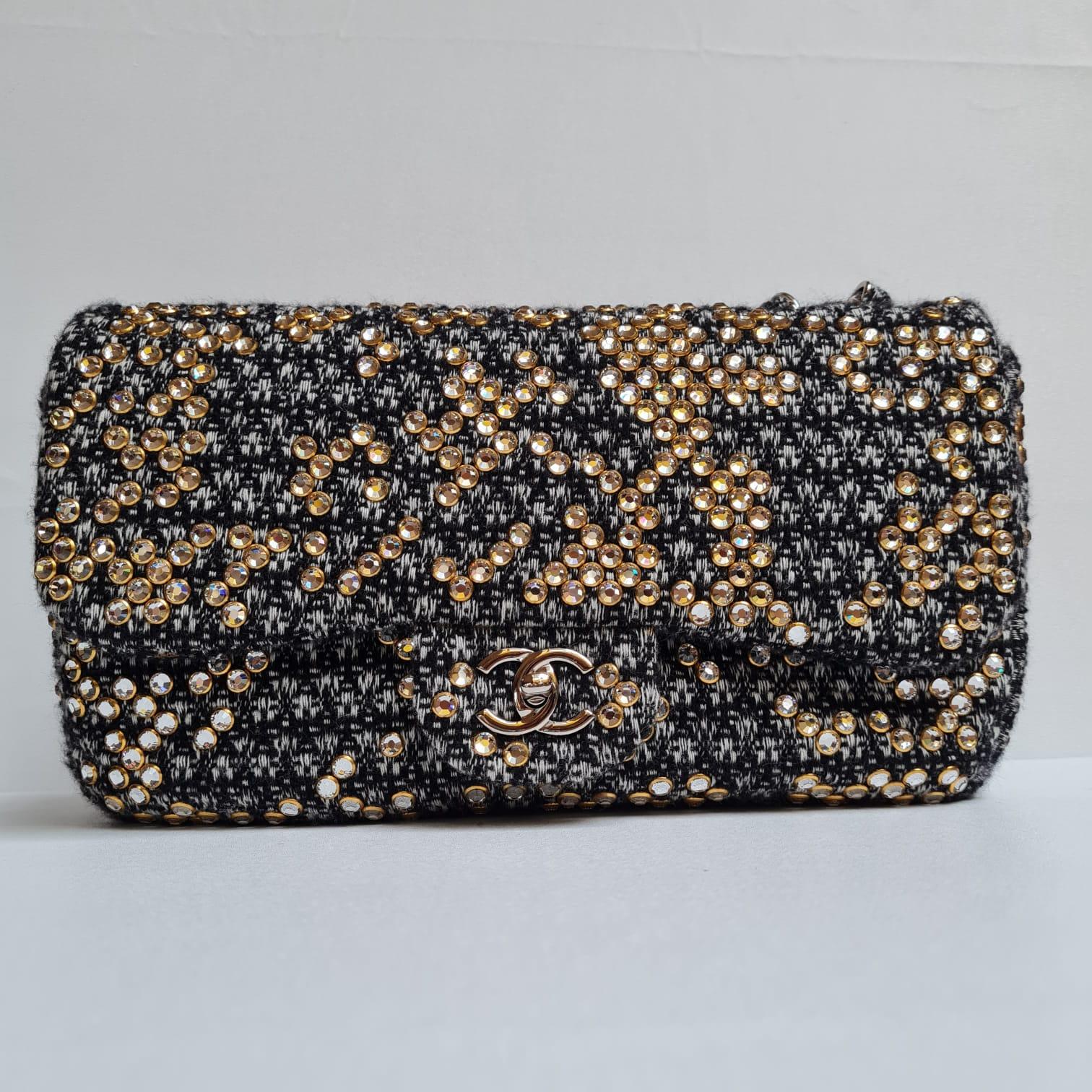 Chanel Woven Tweed Swarovski Flap Bag 7