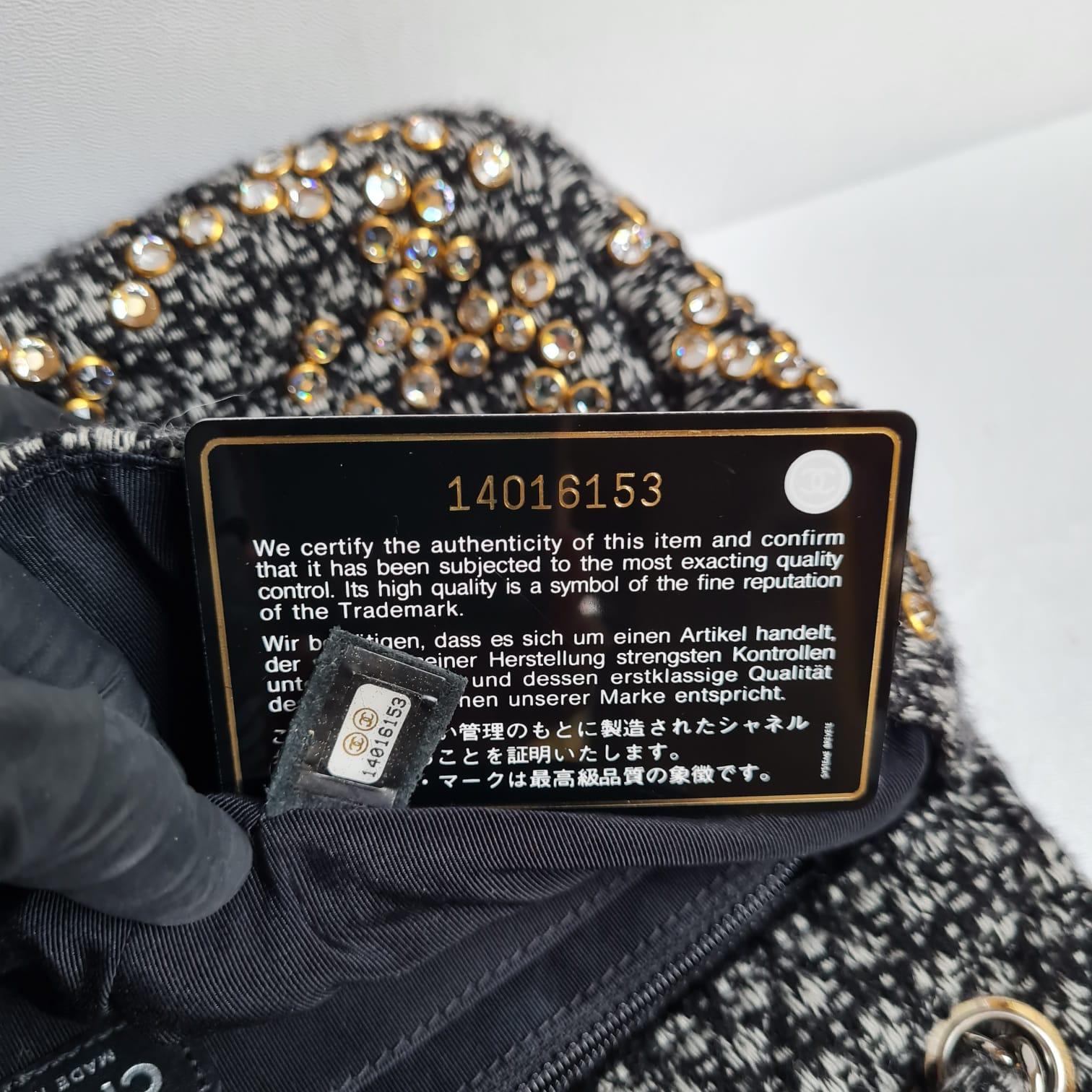 Women's Chanel Woven Tweed Swarovski Flap Bag