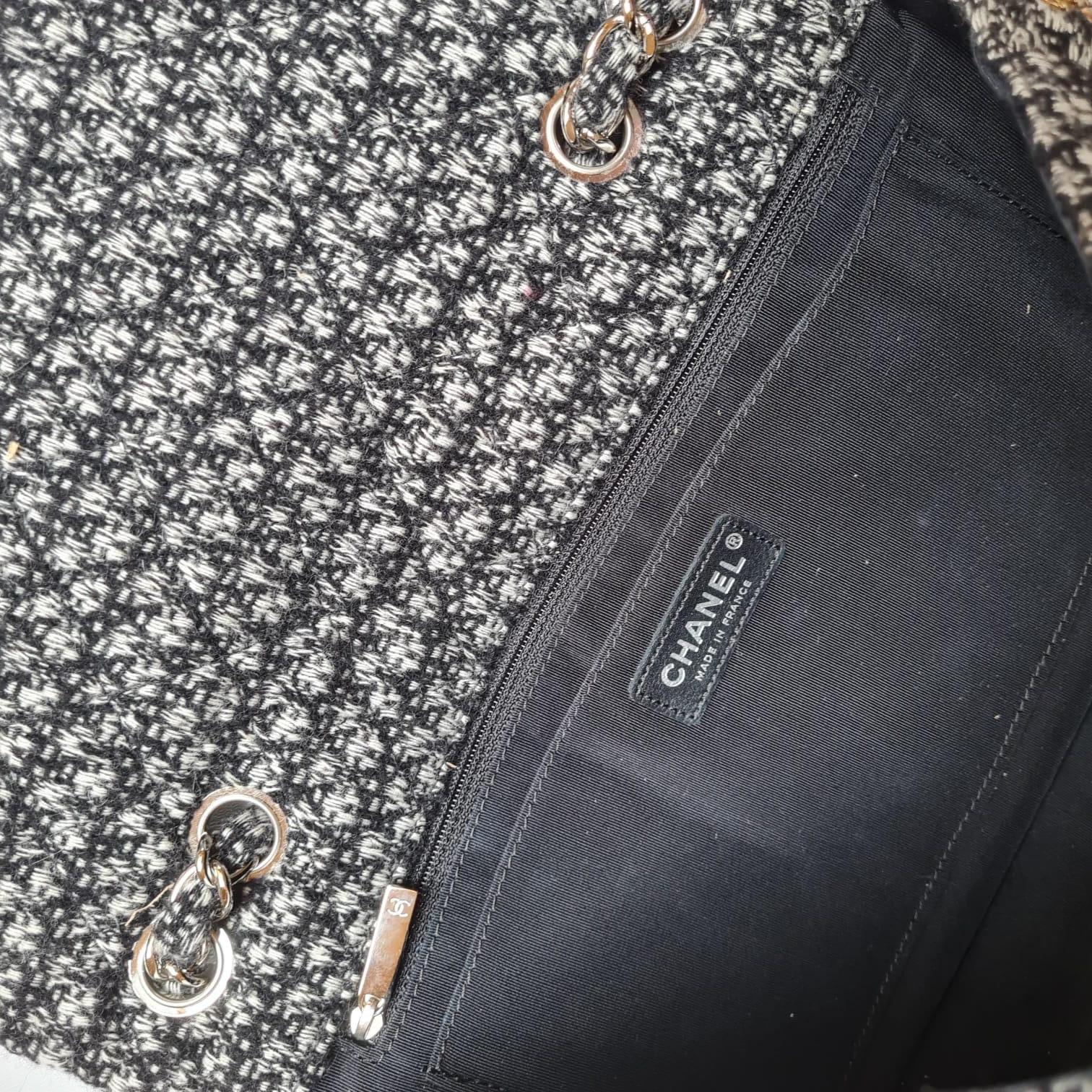 Chanel Woven Tweed Swarovski Flap Bag For Sale 2