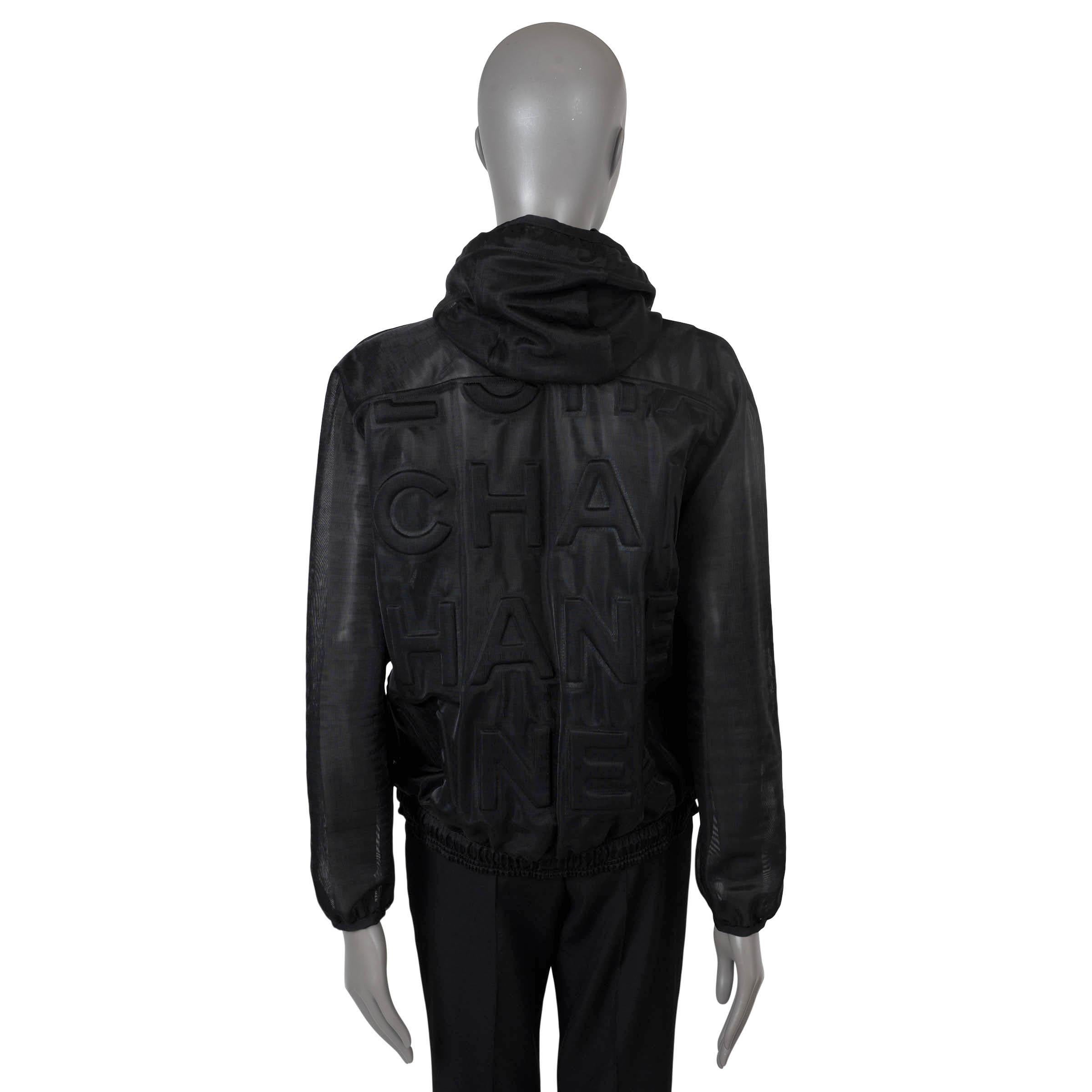 Black CHANEL x PHARELL WILLIAMS black 2019 19P LOGO MESH Bomber Jacket 34 XXS