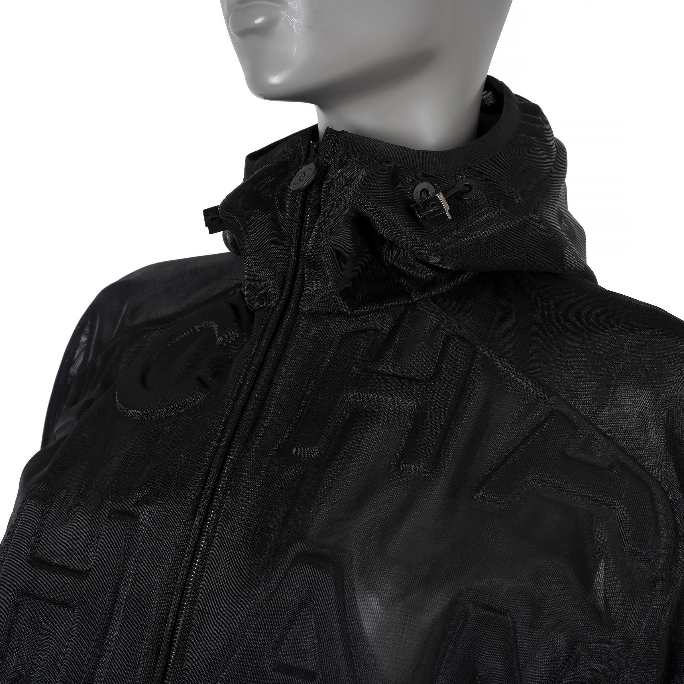 CHANEL x PHARELL WILLIAMS black 2019 19P LOGO MESH Bomber Jacket 34 XXS 1
