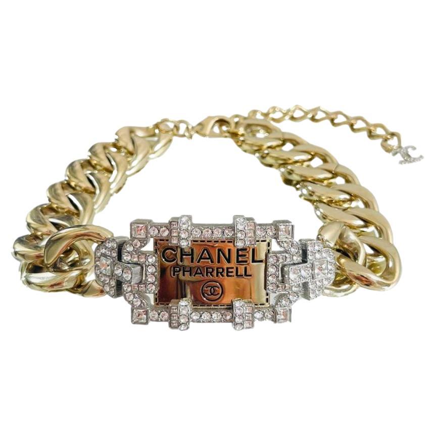 Chanel x Pharell Williams Chunky Chain & Crystal Choker Necklace For Sale