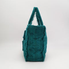 Chanel x Pharrel Williams Tweed Giant Logo Shopping Tote Green Quilted