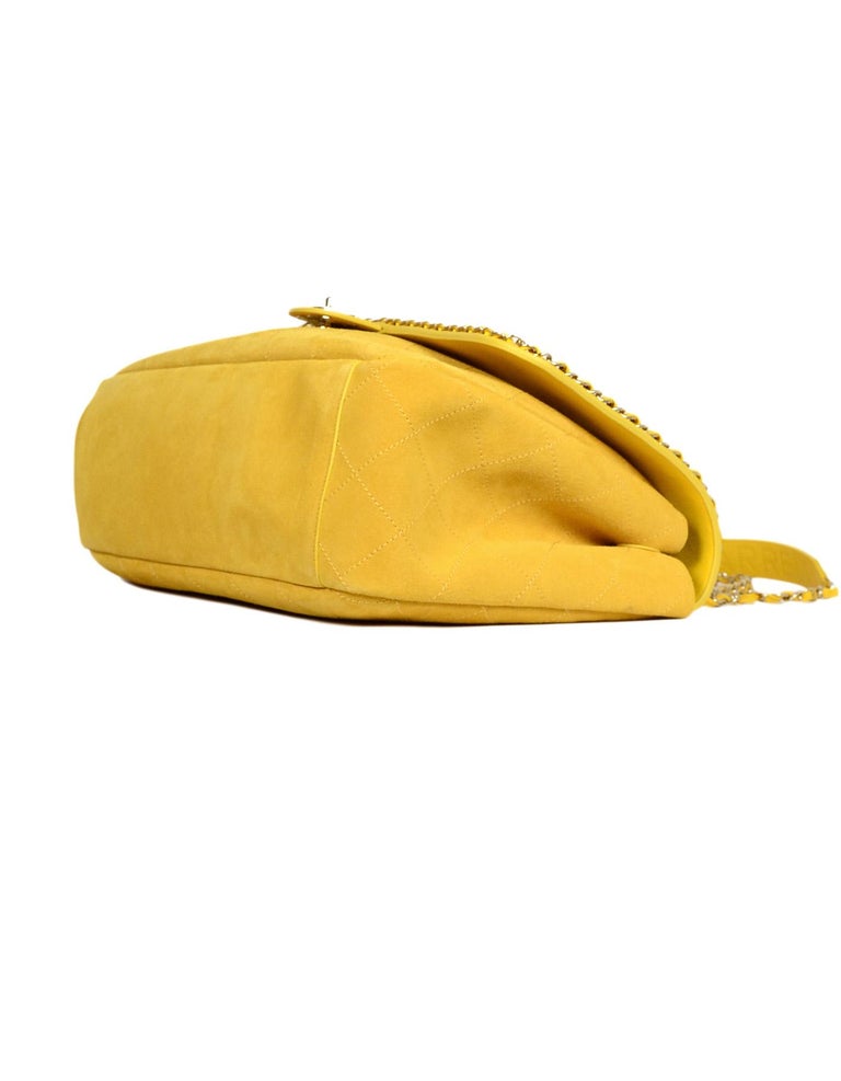 CHANEL x PHARRELL 2019 LIMITED EDITION Yellow Suede XXL Quilted Flap Bag  For Sale at 1stDibs