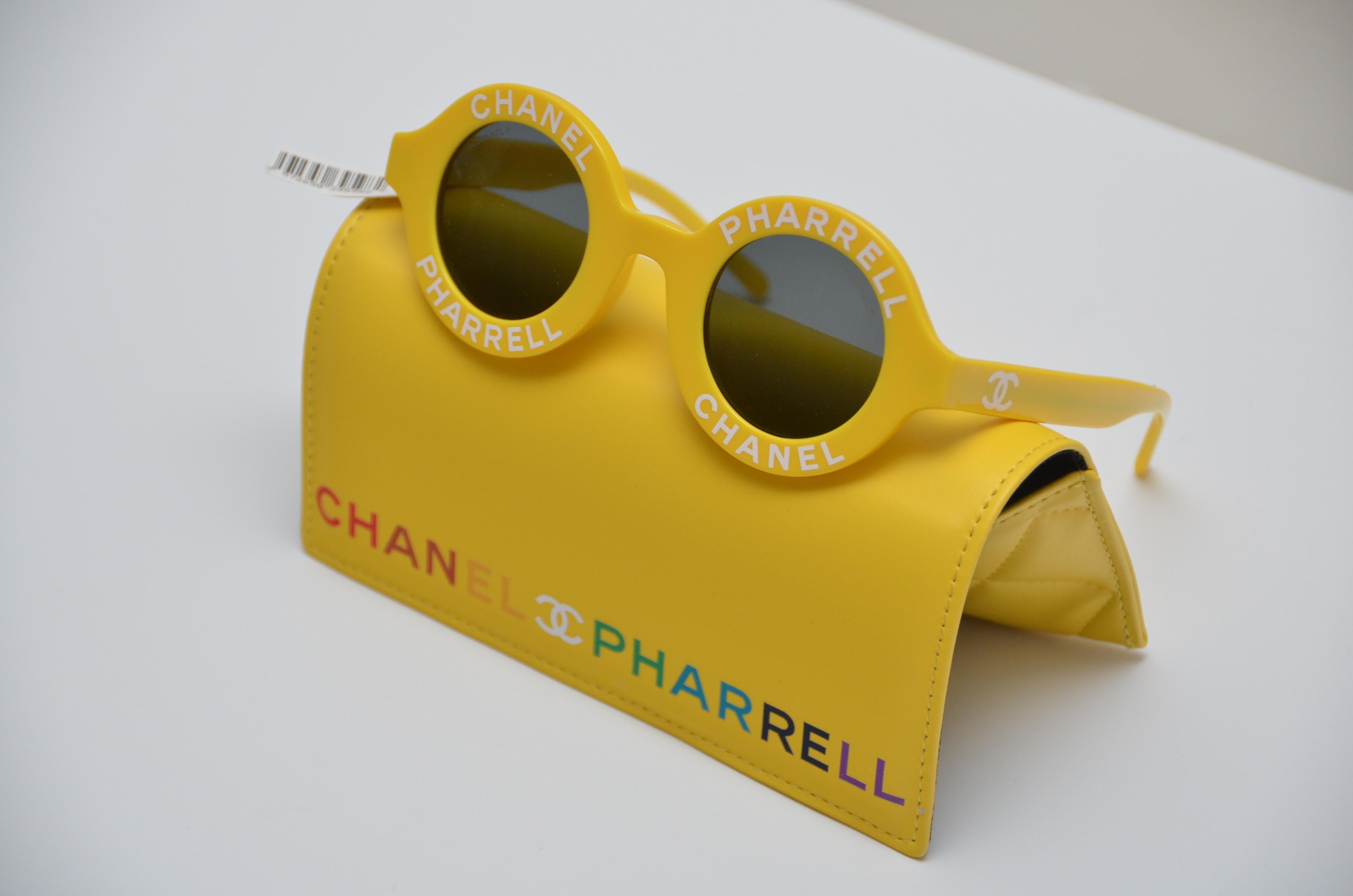 Chanel x Pharrell Capsule Collection Sunglasses .  
An urban capsule collection highlighting Pharrell Williams’ longterm relationship with the House of Chanel and initiated by Karl Lagerfeld .  
Color  Yellow Jaune + Gris 
Please note:due to camera