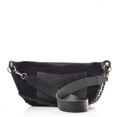 Chanel x Pharrell NEW Black Leather Suede Gold Fanny Pack Bum Waist Belt Bag