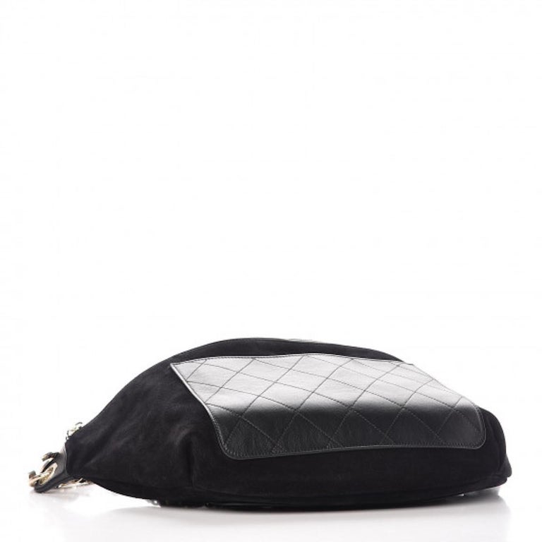 Chanel x Pharrell NEW Black Leather Suede Gold Fanny Pack Bum Waist Belt Bag