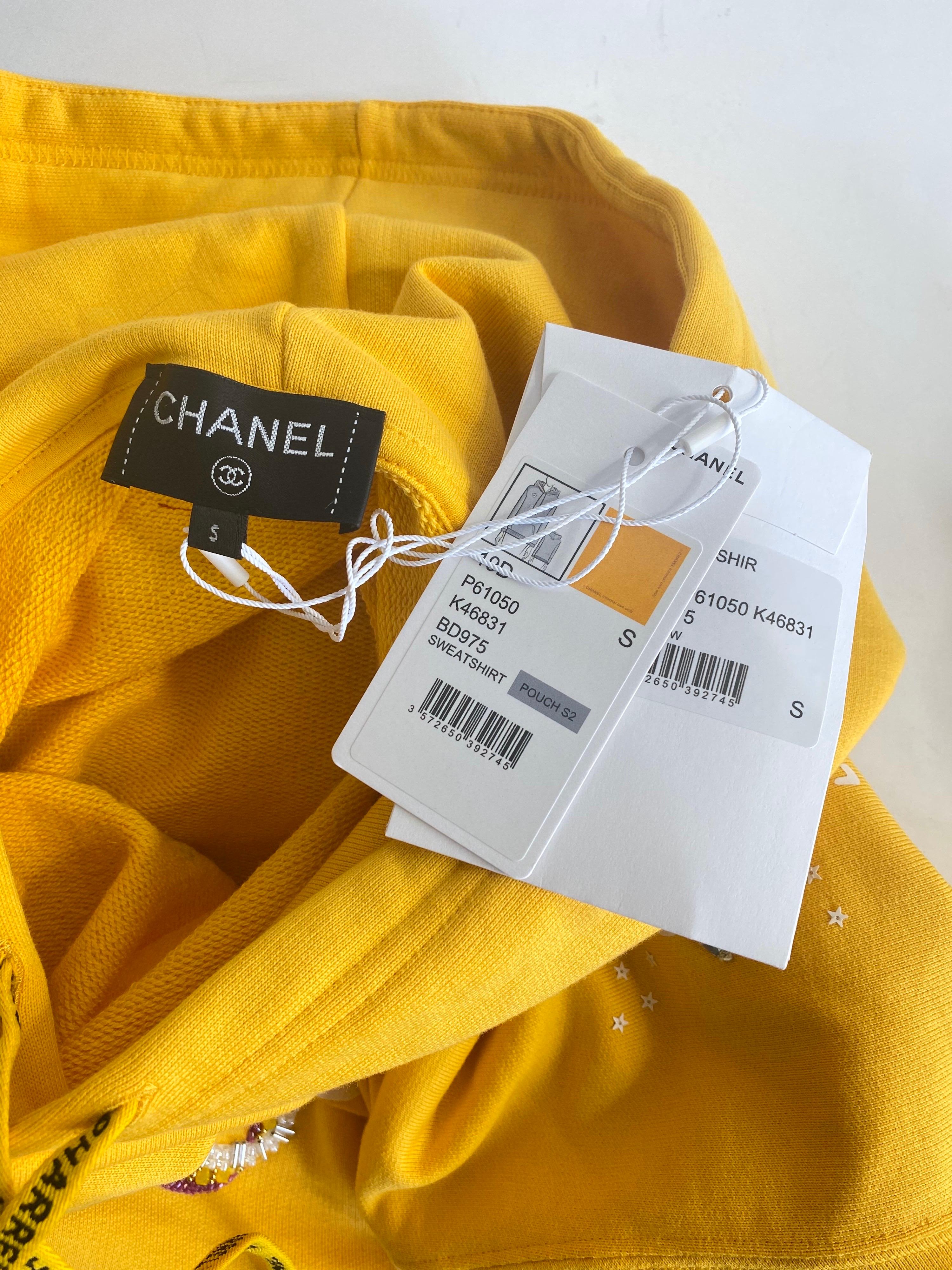 yellow black chanel hoodie