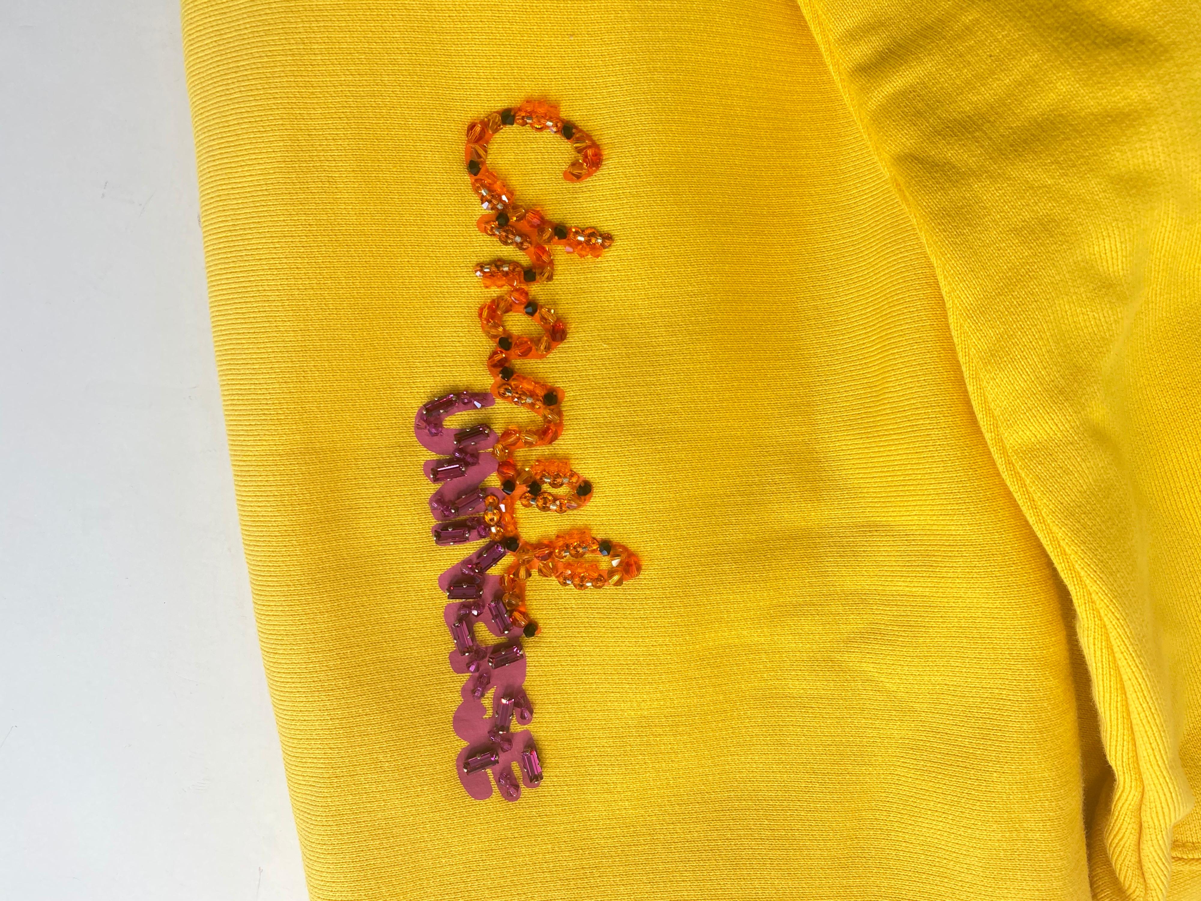 Chanel x Pharrell 2019 Chanel Appliqué Sunflower Yellow Hoodie  For Sale 7