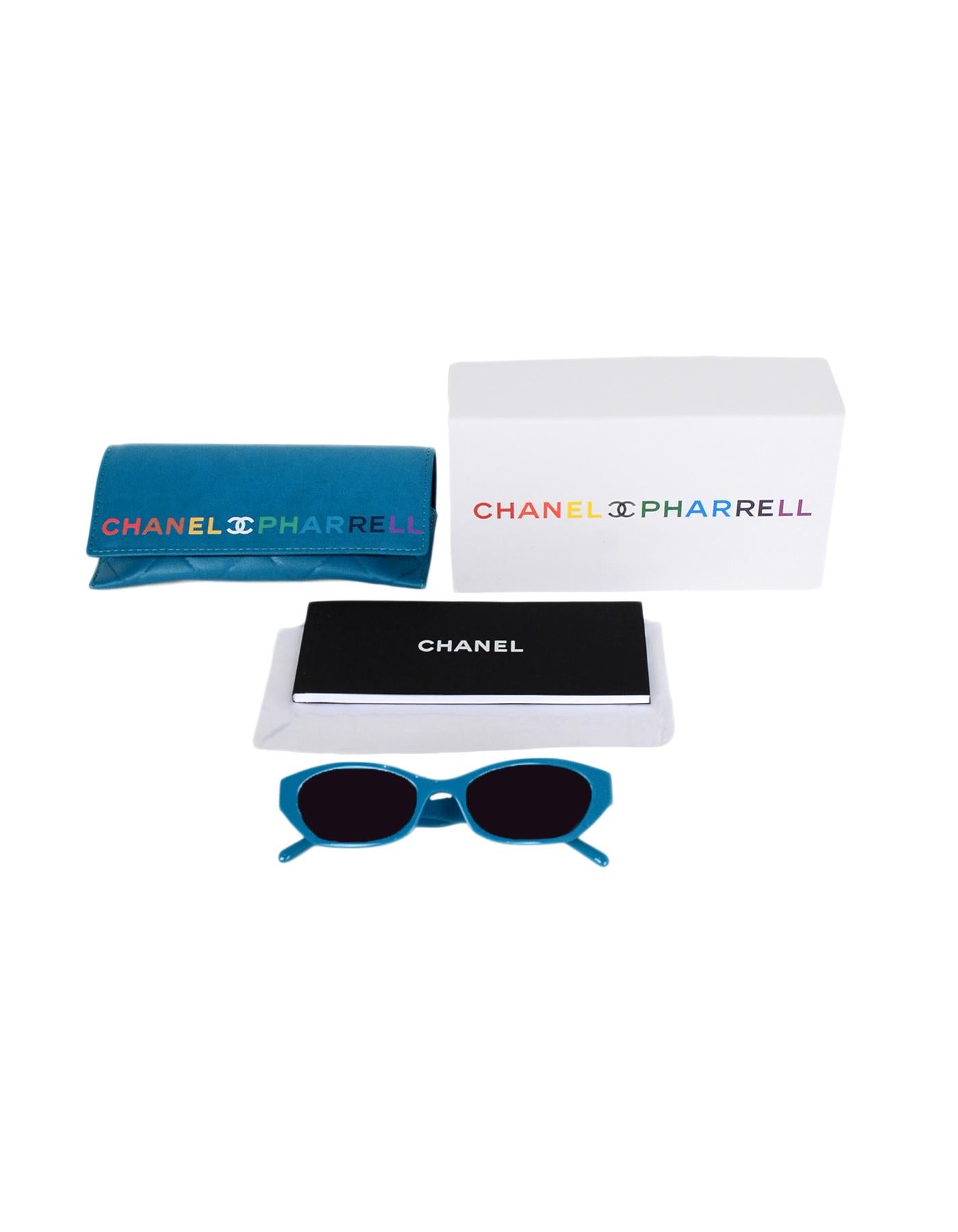 Chanel x Pharrell Williams 2019 Blue & Grey Small Rectangular Sunglasses 3