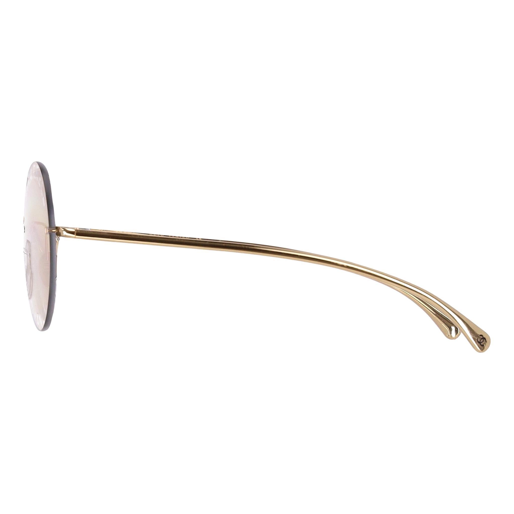 Brown Chanel x Pharrell Williams Gold Plated Round Sunglasses For Sale