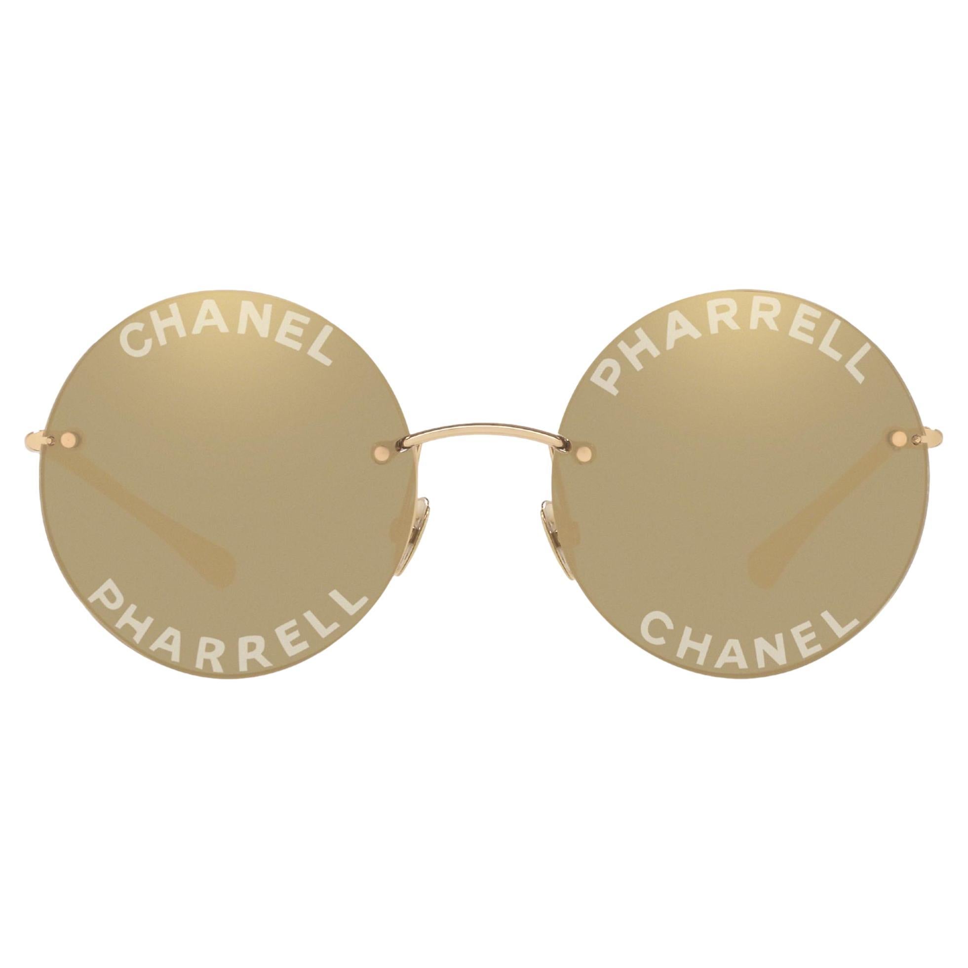 Chanel x Pharrell Williams Gold Plated Round Sunglasses For Sale