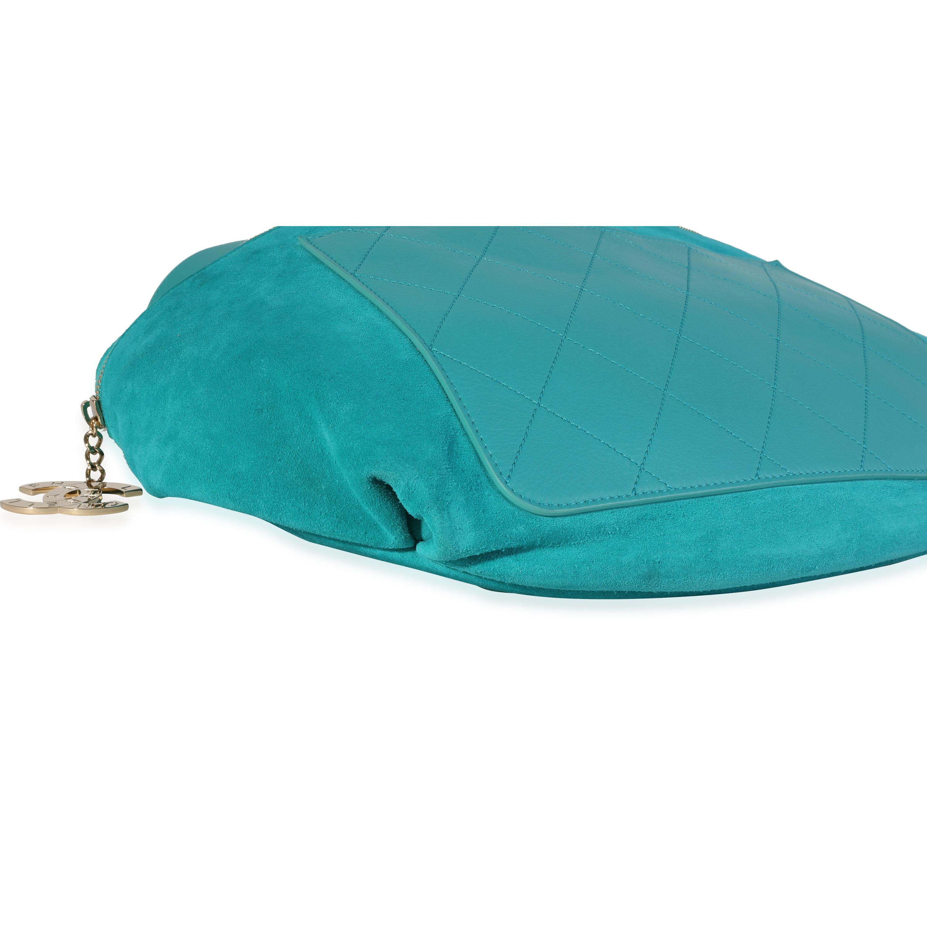 Chanel x Pharrell Williams Blaugrüne Oversize-Tasche aus Wildleder und gestepptem Kalbsleder Damen