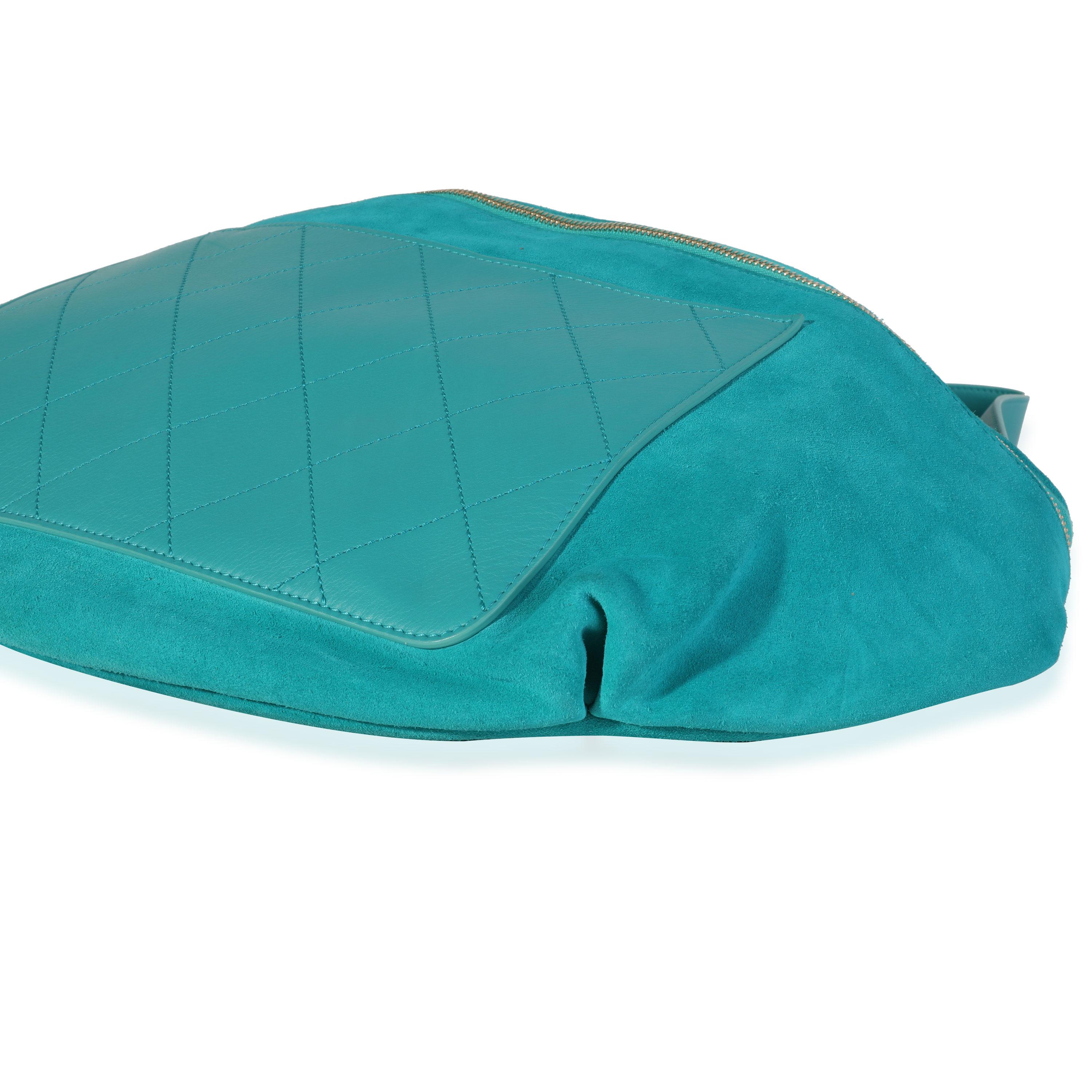 Blue Chanel x Pharrell Williams Teal Suede & Quilted Calfskin Oversize Waist Bag