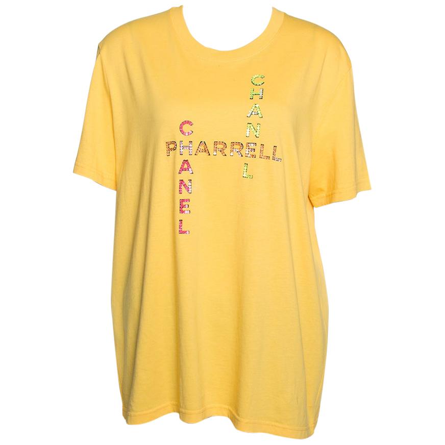 Chanel X Pharrell Yellow Embellished Cotton Short Sleeve T-Shirt L At  1Stdibs