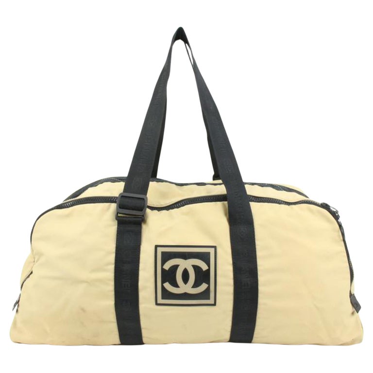 CHANEL, Bags, Vintage Chanel Sport Ivory And Beige Monogram Oversized Travel  Duffle Bag