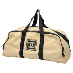 Vintage Chanel XL Beige Sports Logo CC Duffle Bag 241494