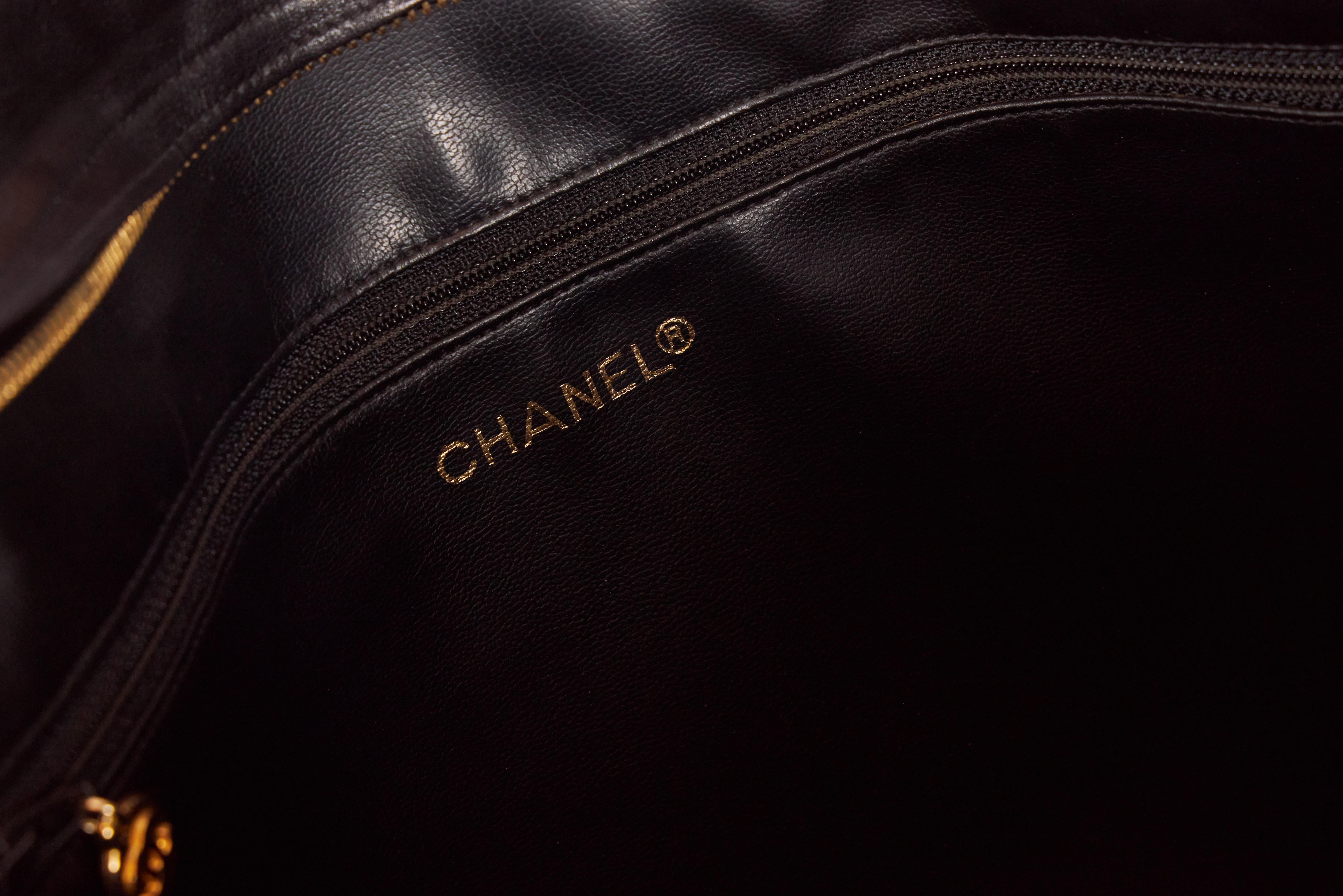Chanel XL Black Lambskin Shopper Bag 1