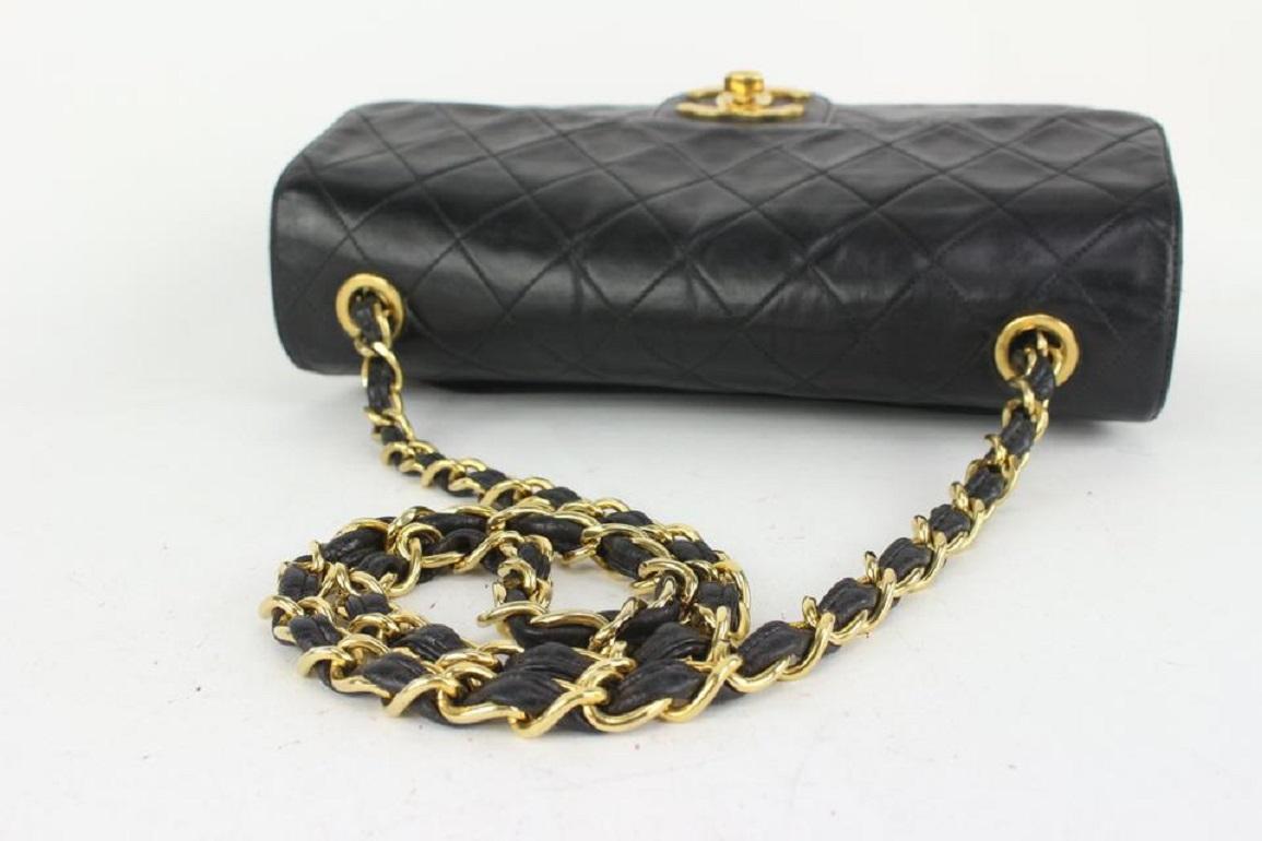 Chanel XL Black Quilted Lambskin Classic Single Flap Gold Chain Bag 144c729 For Sale 1