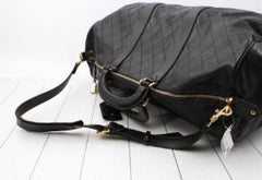 Chanel XL Black Quilted Lambskin Jumbo Boston Classic Duffle Bag Strap 862154