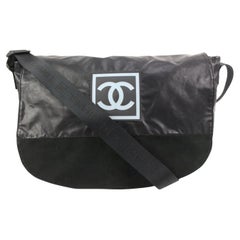 Chanel XL Schwarz Sport Logo CC Messenger Umhängetasche 71ck315s