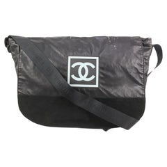 Vintage Chanel XL Black Sports Logo Messenger Bag 92cz418s