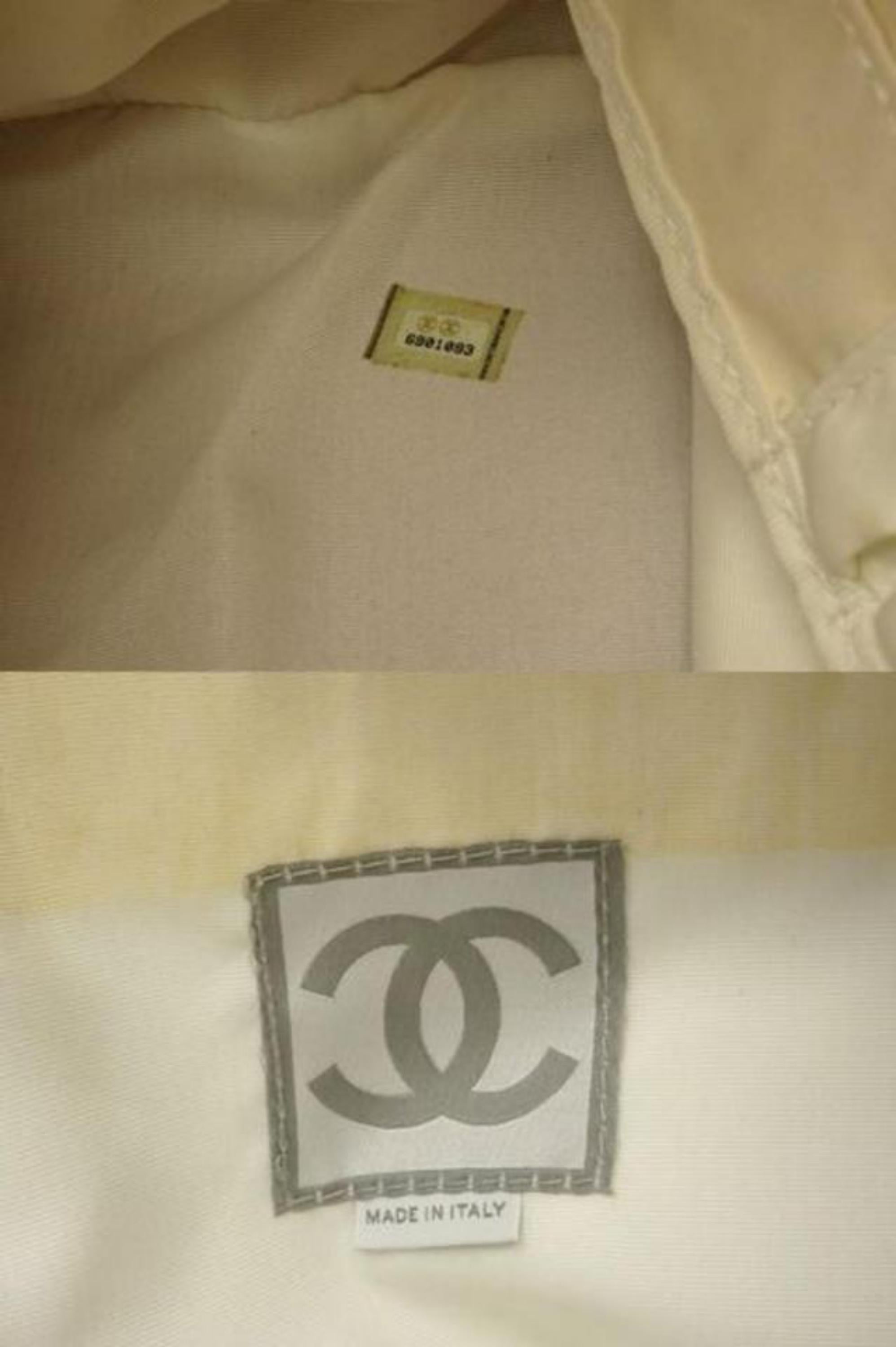 Chanel Xl Cc Bicolor Diaper 222154 Beige X Light Blue Nylon Messenger Bag For Sale 6