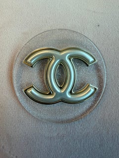 Chanel XL CC resin brooch with silver sparkles from 2017K
