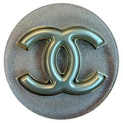 Chanel XL CC resin brooch with silver sparkles from 2017K