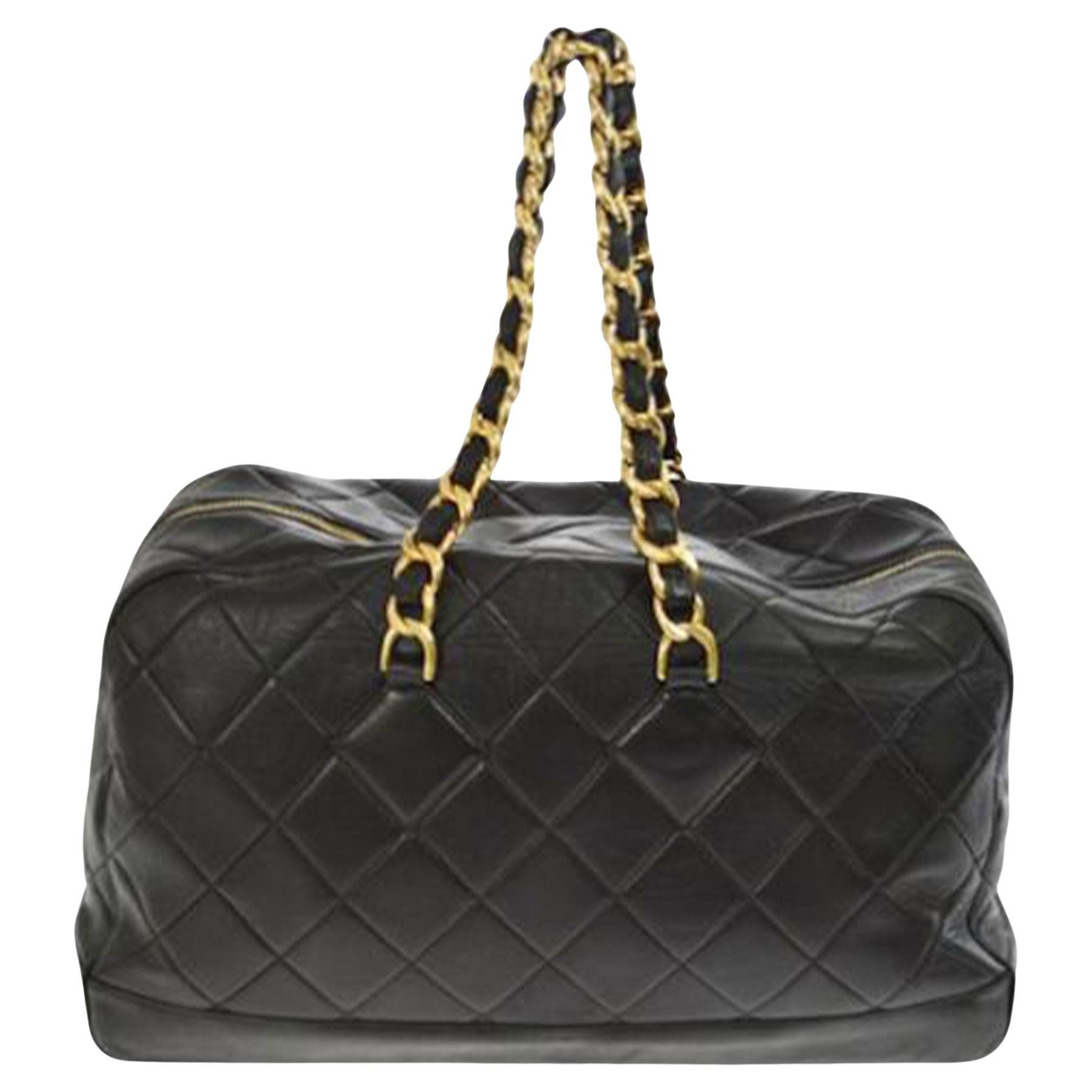 Chanel XL Jumbo Black Calfskin Shopping Quilted Tote