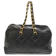 Chanel XL Jumbo Schwarze gesteppte Einkaufstasche aus Kalbsleder