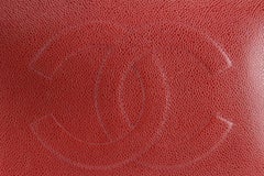 Chanel XL Jumbo Red Caviar CC Logo Leather Timeless Portfolio Clutch 70cc817s