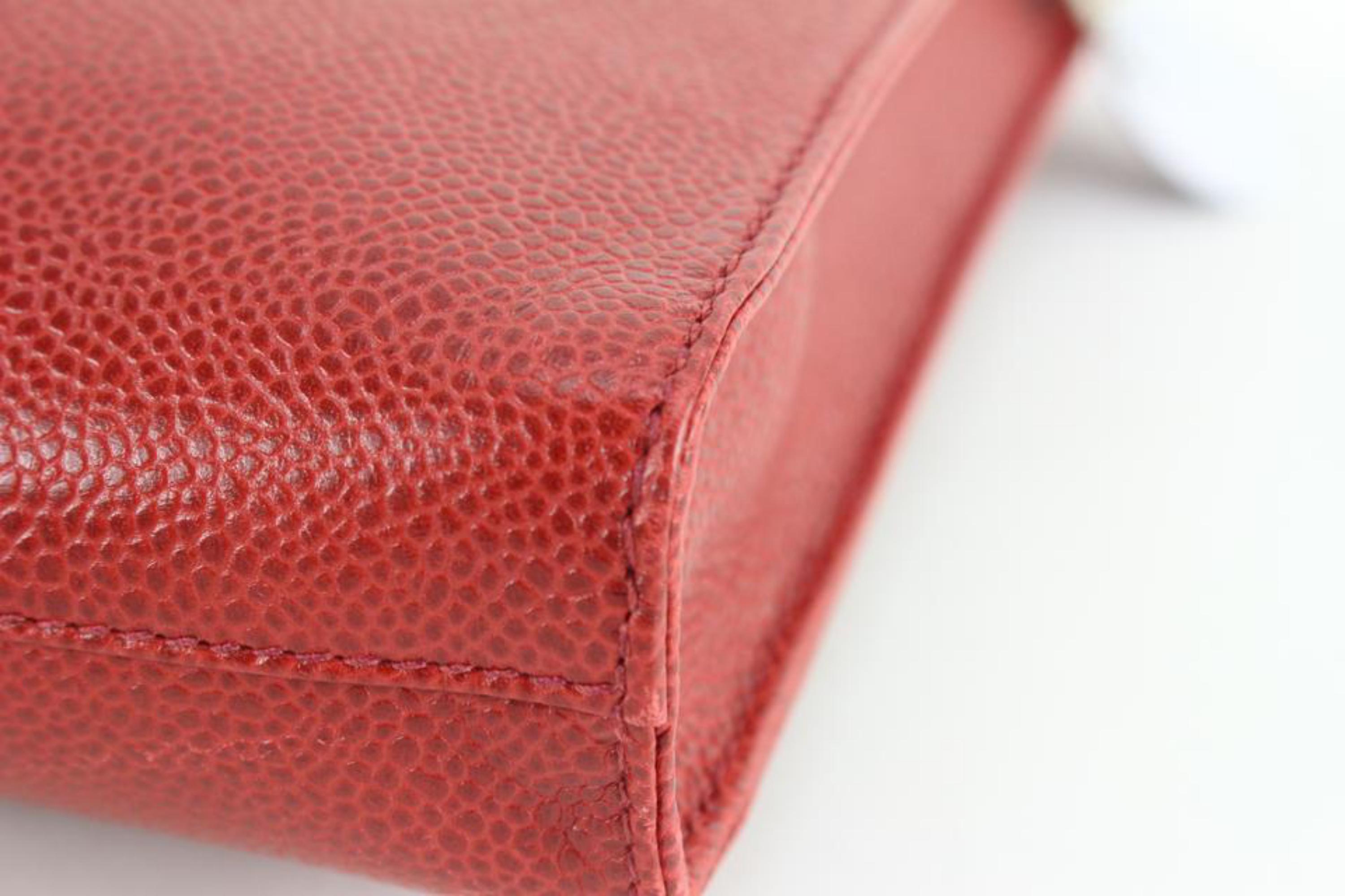 Women's Chanel XL Jumbo Red Caviar CC Logo Leather Timeless Portfolio Clutch 70cc817s